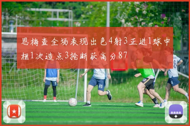 恩梅查全场表现出色4射3正进1球中框1次造点3抢断获高分87